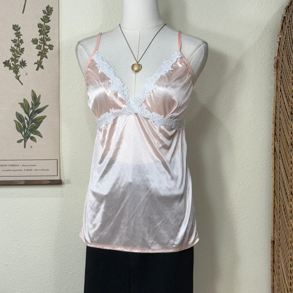 Vintage Satin Lace Babydoll Cami Top Coquette Dolly Kei Romantic Fairy Kei M
